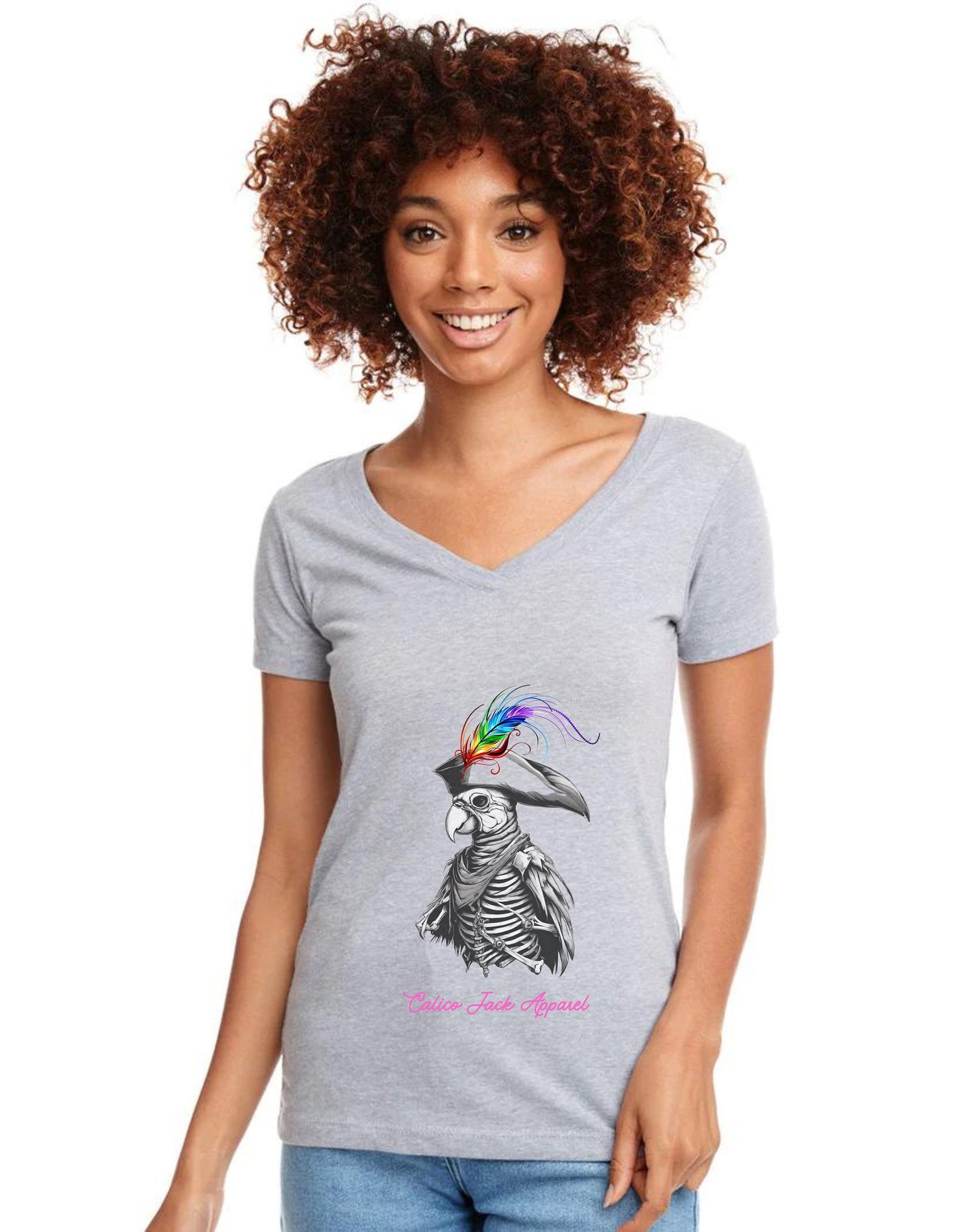 Ladies V Neck Captain Jack Sparrot T shirt
