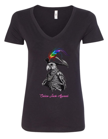 Ladies V Neck Captain Jack Sparrot T shirt