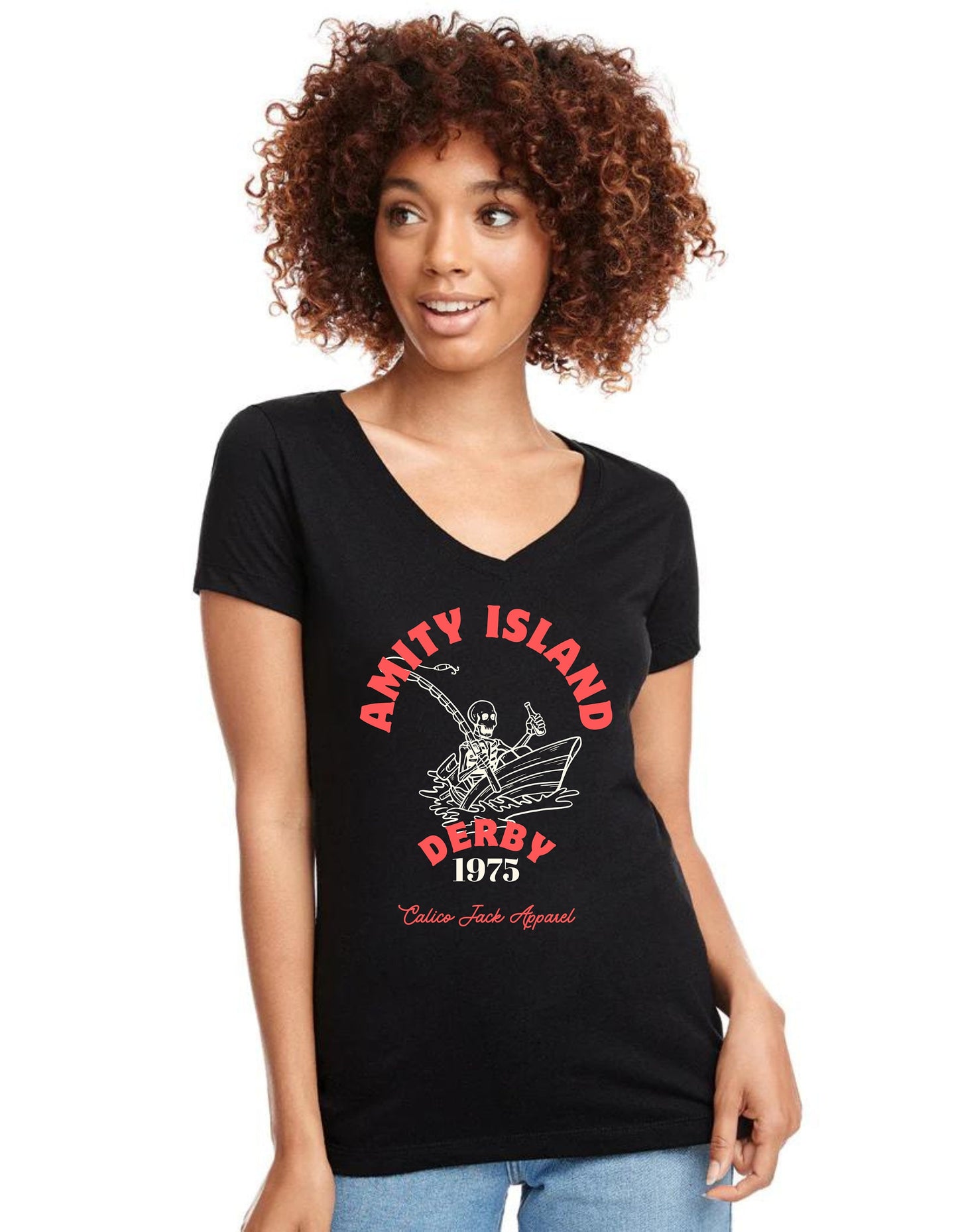 Jaws Amity Island Tee Ladies V Neck