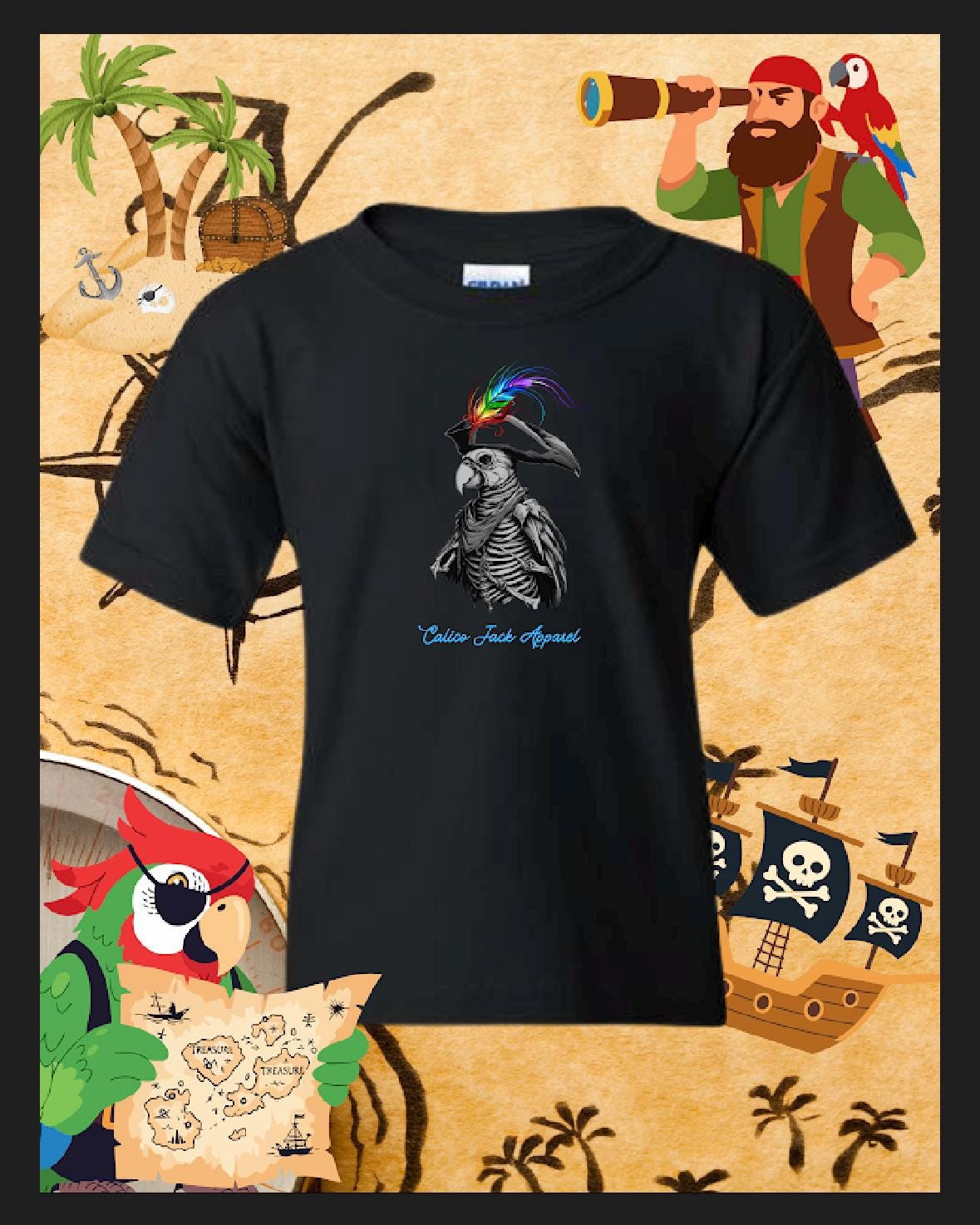 Youth Captain Jack Sparrot Tee Blue